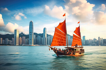 Hong Kong travel destination. Tour tourism exploring. - obrazy, fototapety, plakaty