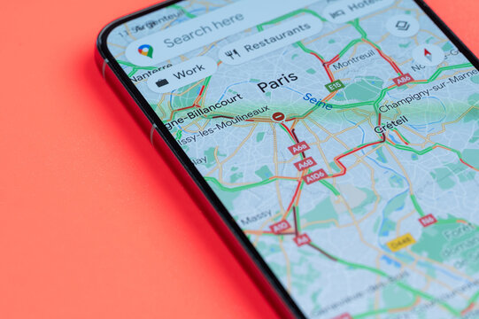Traffic jam map in Paris