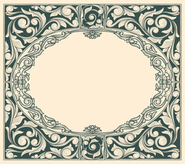 Decorative ornate retro floral blank frame template