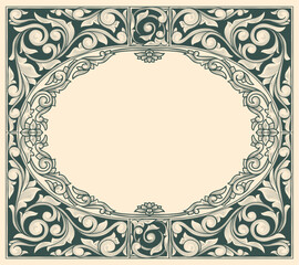 Decorative ornate retro floral blank frame template