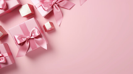 Backgrounds of pink and elegant gifts. Backgrounds of beautiful Christmas gifts.
