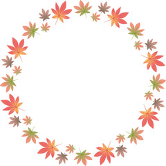 秋の紅葉のリースのベクターフレーム画像