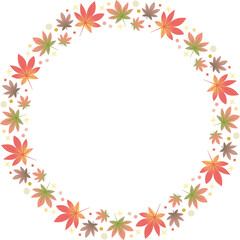 Naklejka na ściany i meble 秋の紅葉のリースのベクターフレーム画像