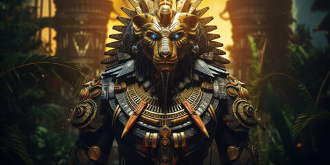 Fototapeta premium Egyptian God Apedemak. Generative AI