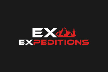 Fototapeta na wymiar Expedition mountain outdoor logo design 