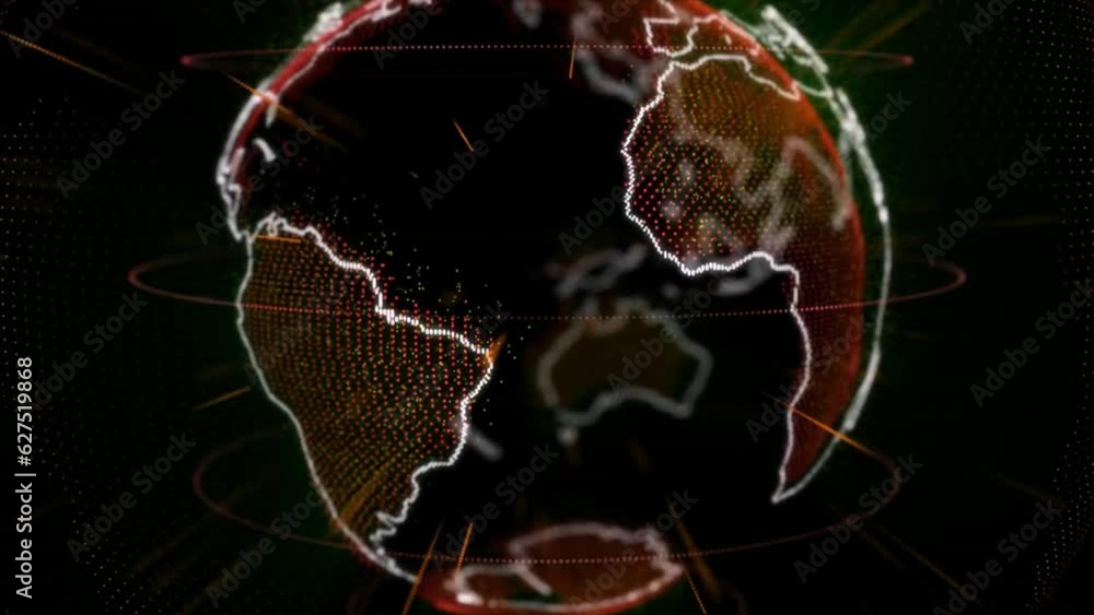 Poster globe hologram, global network and communication with world map, digital transformation and 3d unive