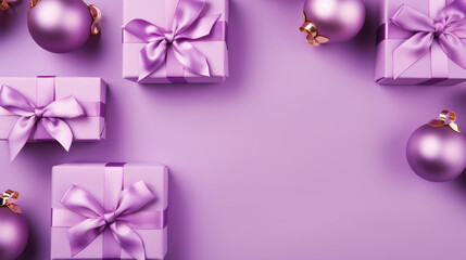 Violet elegant gift backgrounds. Backgrounds of beautiful Christmas gifts.

