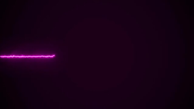 Neon, heartbeat and digital light on black background for cardiology, ECG pattern and healthcare test. Lines, electrocardiogram and animation EKG pulse in pink lighting, medical icon or glowing shape