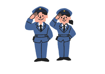 敬礼をしている警察官または警備員のイラスト