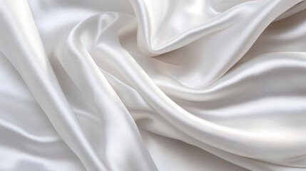 Fototapeta premium White velvet fabric background with fluid shapes and movement. 