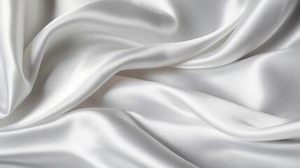 Naklejka na ściany i meble White velvet fabric background with fluid shapes and movement. 