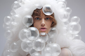 portrait of a woman with a bubble