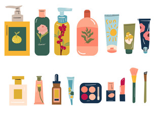 cosmetic, skincare, beauty product  package illustration
