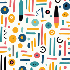 Playful Fun Colorful Line Doodle Pattern