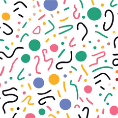 Playful Fun Colorful Line Doodle Pattern