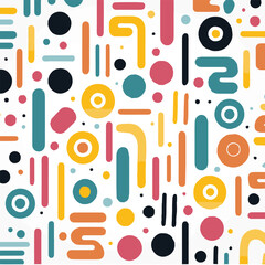 Playful Fun Colorful Line Doodle Pattern