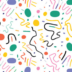 Playful Fun Colorful Line Doodle Pattern