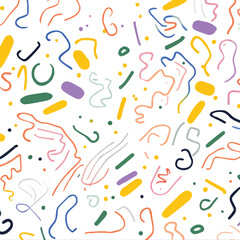 Playful Fun Colorful Line Doodle Pattern