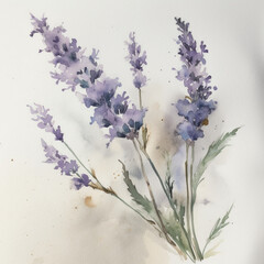 Obraz premium Watercolor lavender design AI generative technology 
