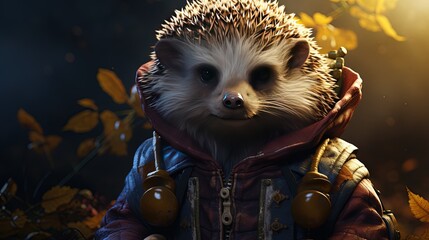 anthropomorphic hedgehog rogue, digital art illustration