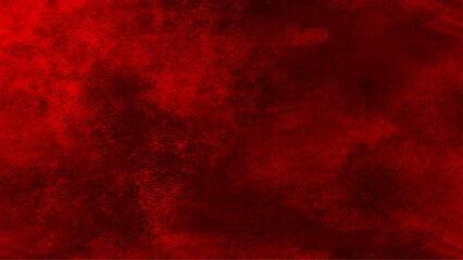 Red cement wall background with free space for text. Red grungy backdrop with splatters. Horror red background