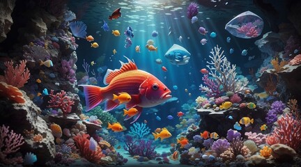 Naklejka na ściany i meble Beautifull Deep Ocean - Generative AI