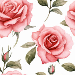 Rose watercolor seamless pattern vector