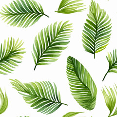 Exotic tropical leaf watercolor seamless pattern vector
