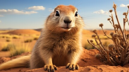 Fototapeta premium anthropomorphic prarie dog heir, digital art illustration