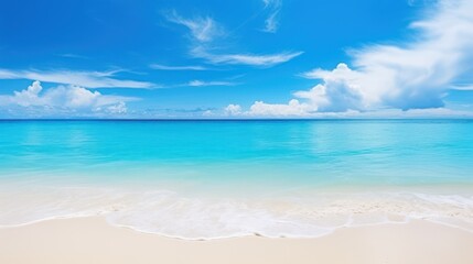 Beautiful beach with white sand landscape, Beautiful tropical beach ocean and blue sky with clouds in sunny day. 