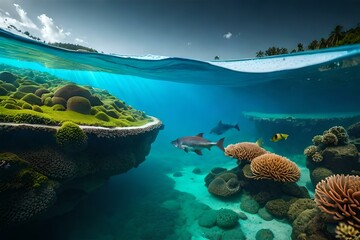 coral reef in the sea generated by AI tool