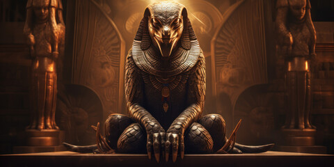 Egyptian crocodile God of  the Nile river,  Sobek. Generative AI