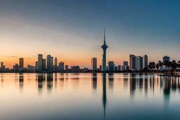 Fototapeta premium city skyline at sunset