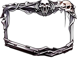 Black and White Frame with Skulls Transparent Background Mock up 
