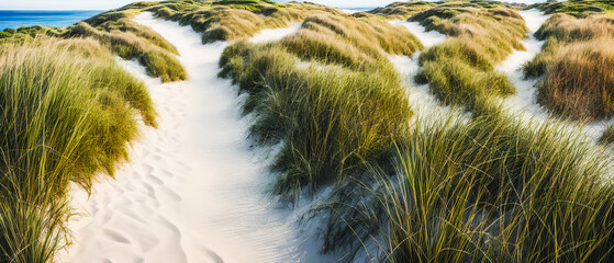 Beach and Dunes Serenade. Generative AI.