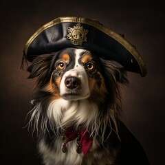 Arrr! Pirate Pup in Costume: An Adorable Dog Ready for Swashbuckling Fun on Halloween and Playful Adventures. Woof!