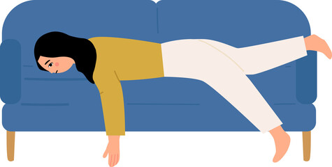tired, no energy woman cartoon illustration