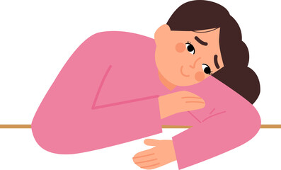 tired, no energy woman cartoon illustration