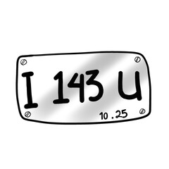 Cartoon Metalic License Plate I Love You 143