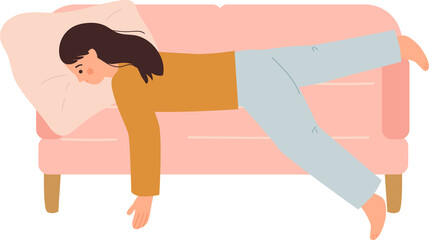 tired, no energy woman cartoon illustration