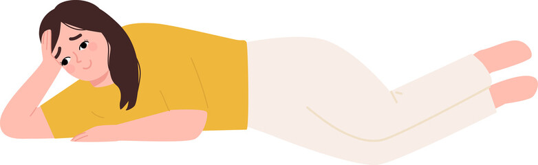 tired, no energy woman cartoon illustration