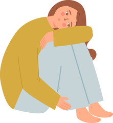 sad, tired, no energy woman cartoon illustration