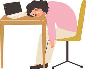 tired, no energy woman cartoon illustration