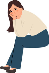 sad, tired, no energy woman cartoon illustration