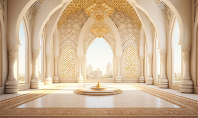 Fototapeta premium white and gold stylish Muslim prayer room
