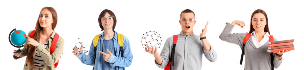 Group of students on white background