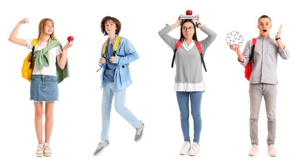 Obraz premium Set of students on white background