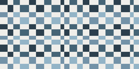 Fototapeta premium Checkered blue canvas. Vector. Seamless. Checkered canvas, where rectangles of various sizes. 