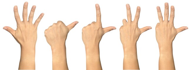 Hand showing one to ten on transparent background cutout, PNG file. Mockup template for artwork...