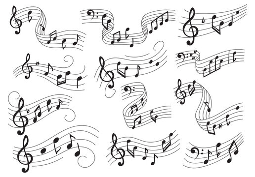 Set of music notes design element